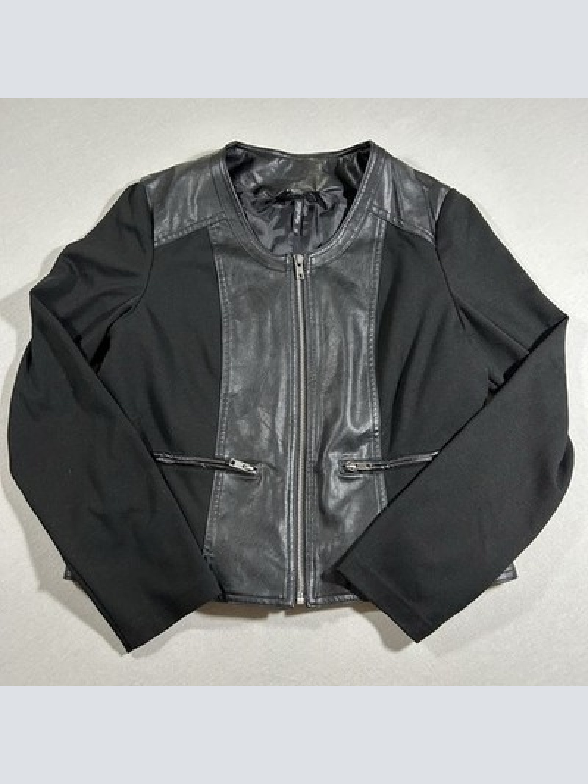 Laura Torelli Young Fashion Leder Look Jacke Schwarz Damen Größe M Maße auf Foto