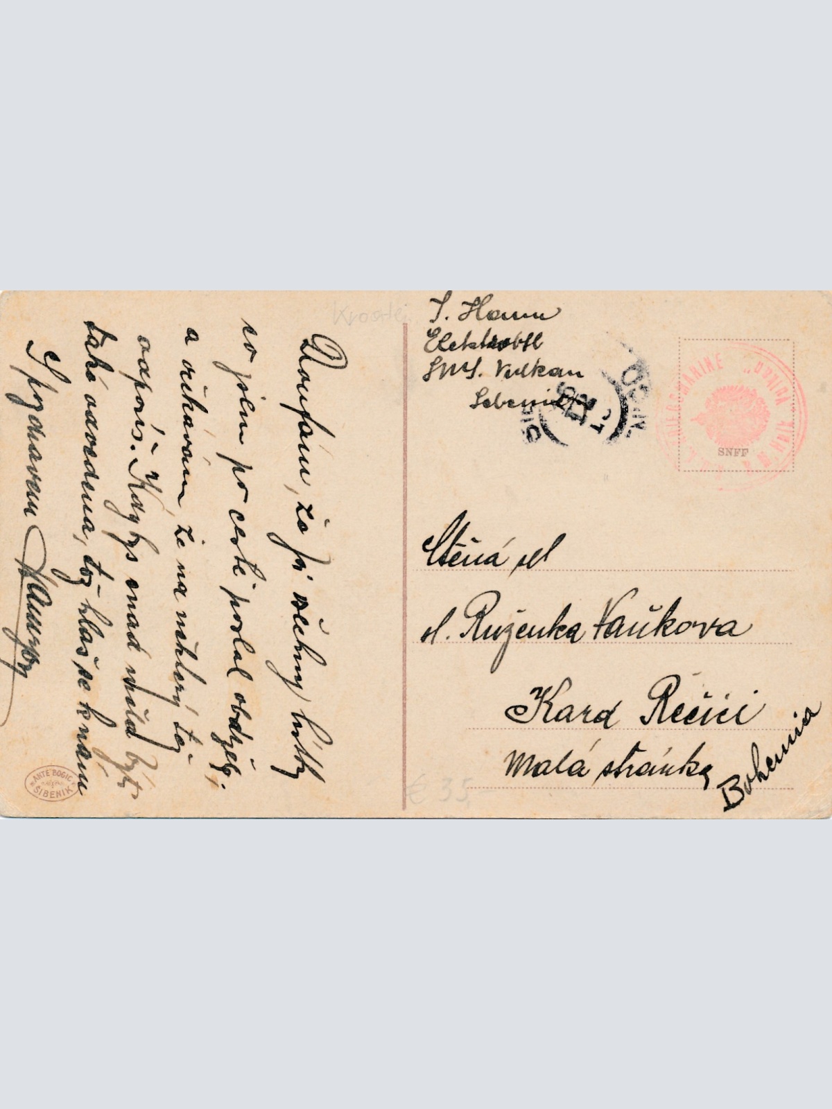 AK aus Sibenik Kroatien Jzlaz oklopnjaca S.M.S Monarch Ansichtskarte (16741)