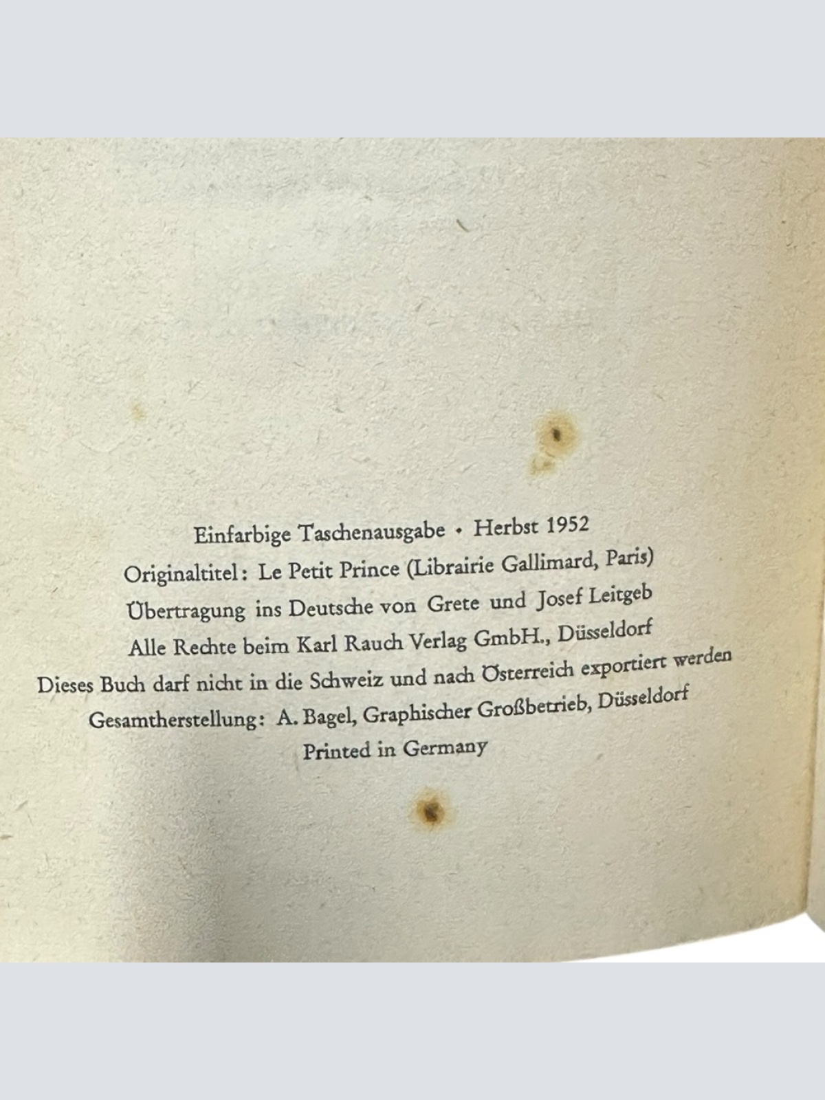 Der kleine Prinz Antoine de Saint-Exupéry. Übertr.: Grete u. Josef Leitgeb. Mit