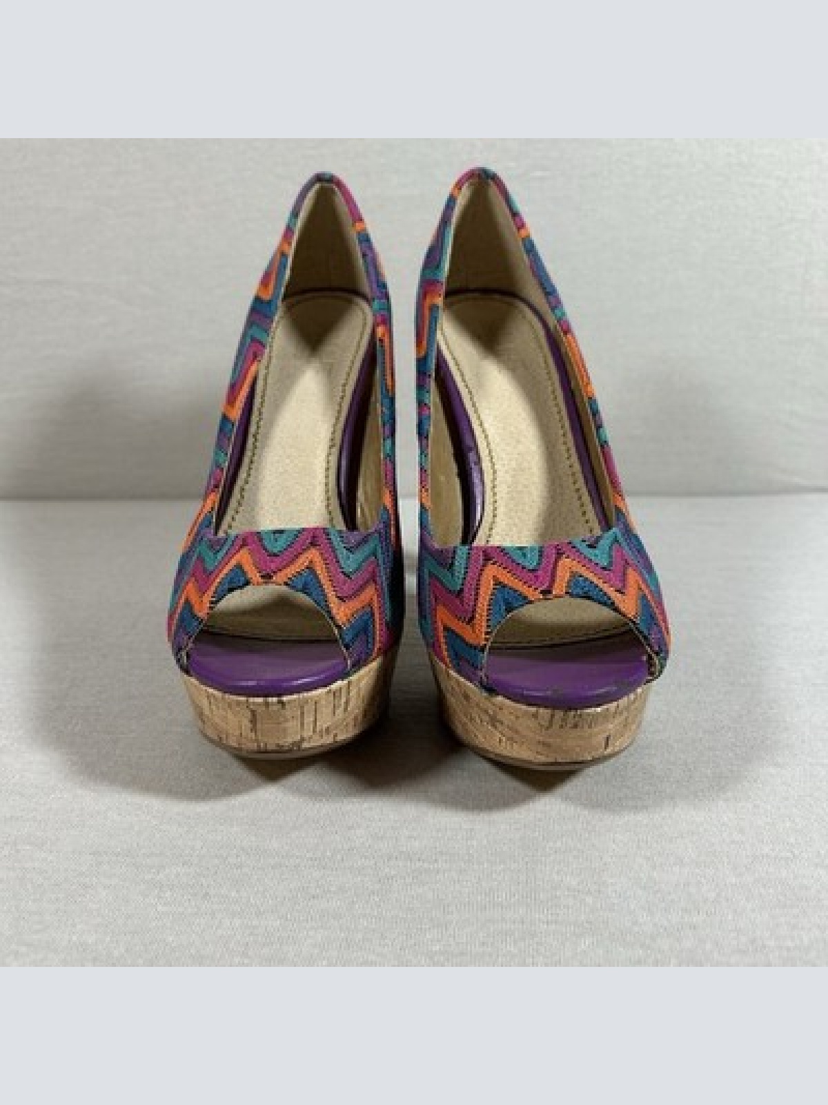 Hanna White Collection Peeptoe Pumps Bunt Größe 41 13cm Absatz Vintage Dressing