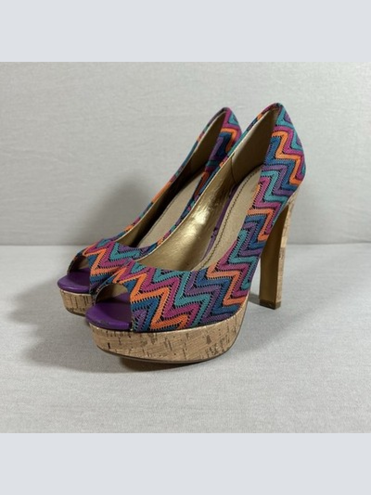 Hanna White Collection Peeptoe Pumps Bunt Größe 41 13cm Absatz Vintage Dressing