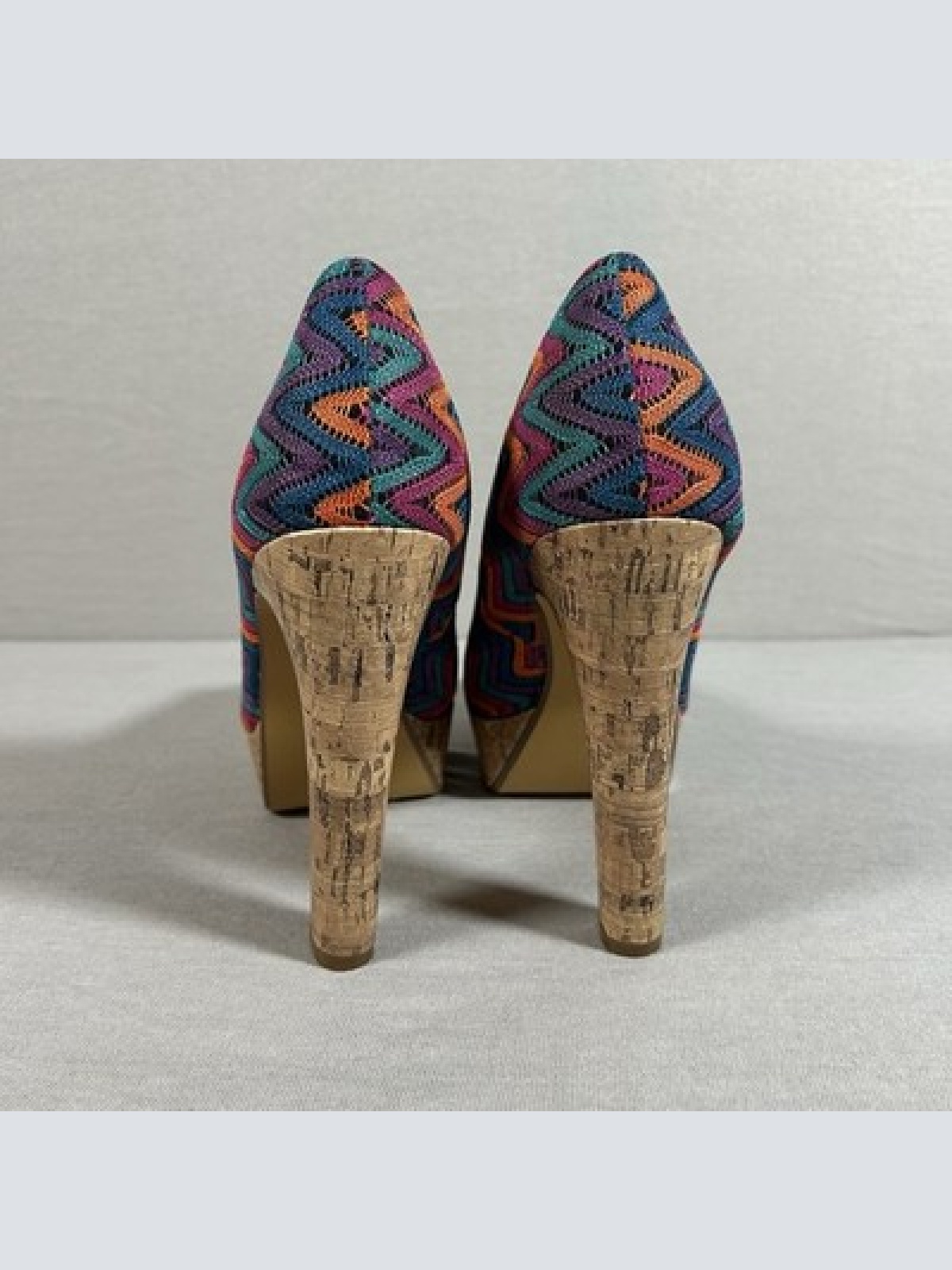 Hanna White Collection Peeptoe Pumps Bunt Größe 41 13cm Absatz Vintage Dressing