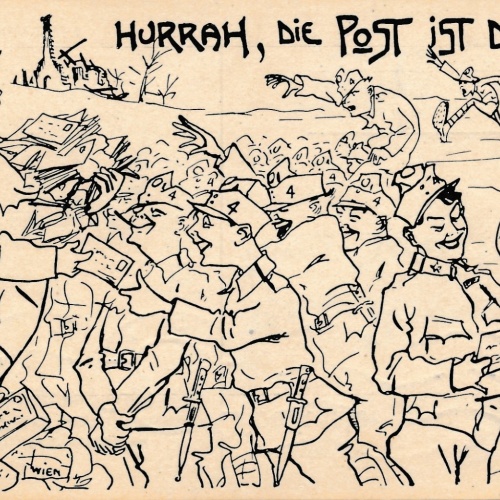AK Hurrah die Post ist da !!! mit Soldaten Ansichtskarte (16882)
