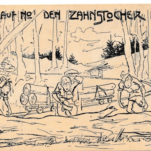 AK Lads auf den Zahnstocher mit Soldaten Ansichtskarte (16885)