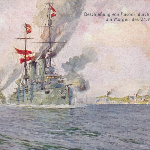 AK Beschießung von Ancona durch die kuk Flotte 1915 Ansichtskarte (16893)