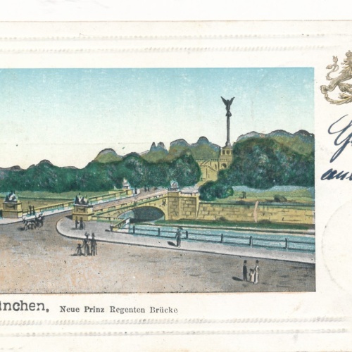 Präge  Karte aus neue Prinz Regenten Brücke München Bayern Ansichtskarte (17082)
