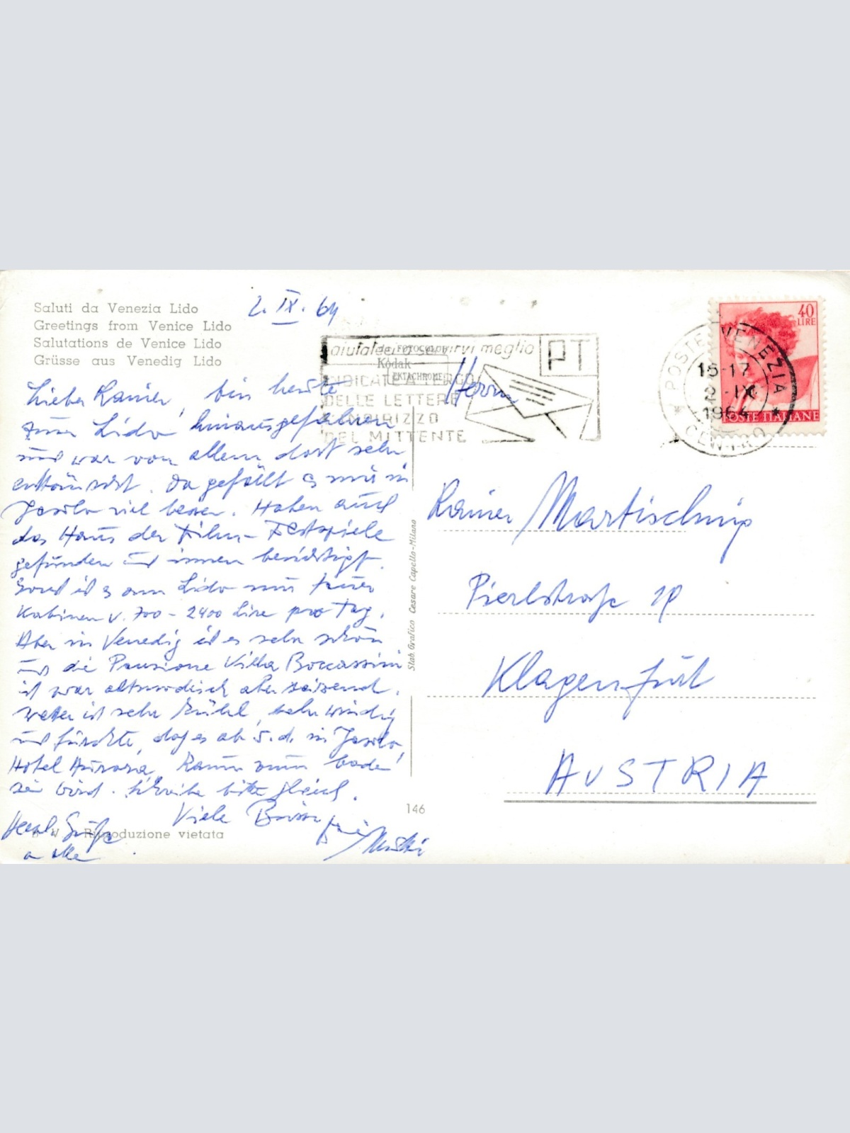 AK aus Lido di Venezia Italien Ansichtskarte (17099)