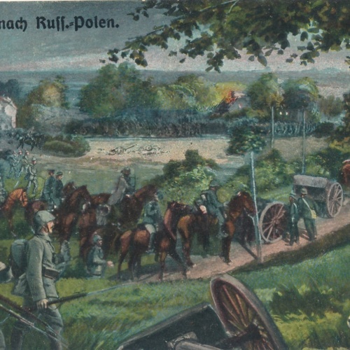 AK Militaria Vormarsch nach Russisch Polen Ansichtskarte (16966)