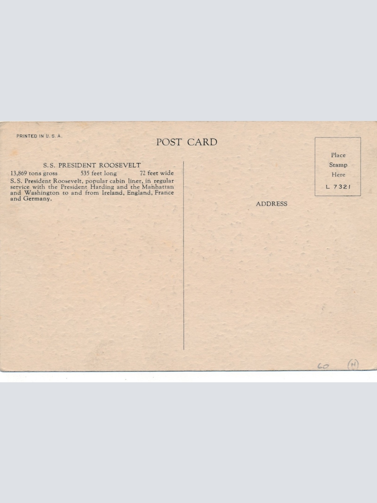 AK S.S. President Roosevelt Ansichtskarte (16952)