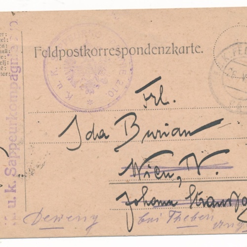 Feldpost - Karte K.u.K Sappeurkompagnie (16944)