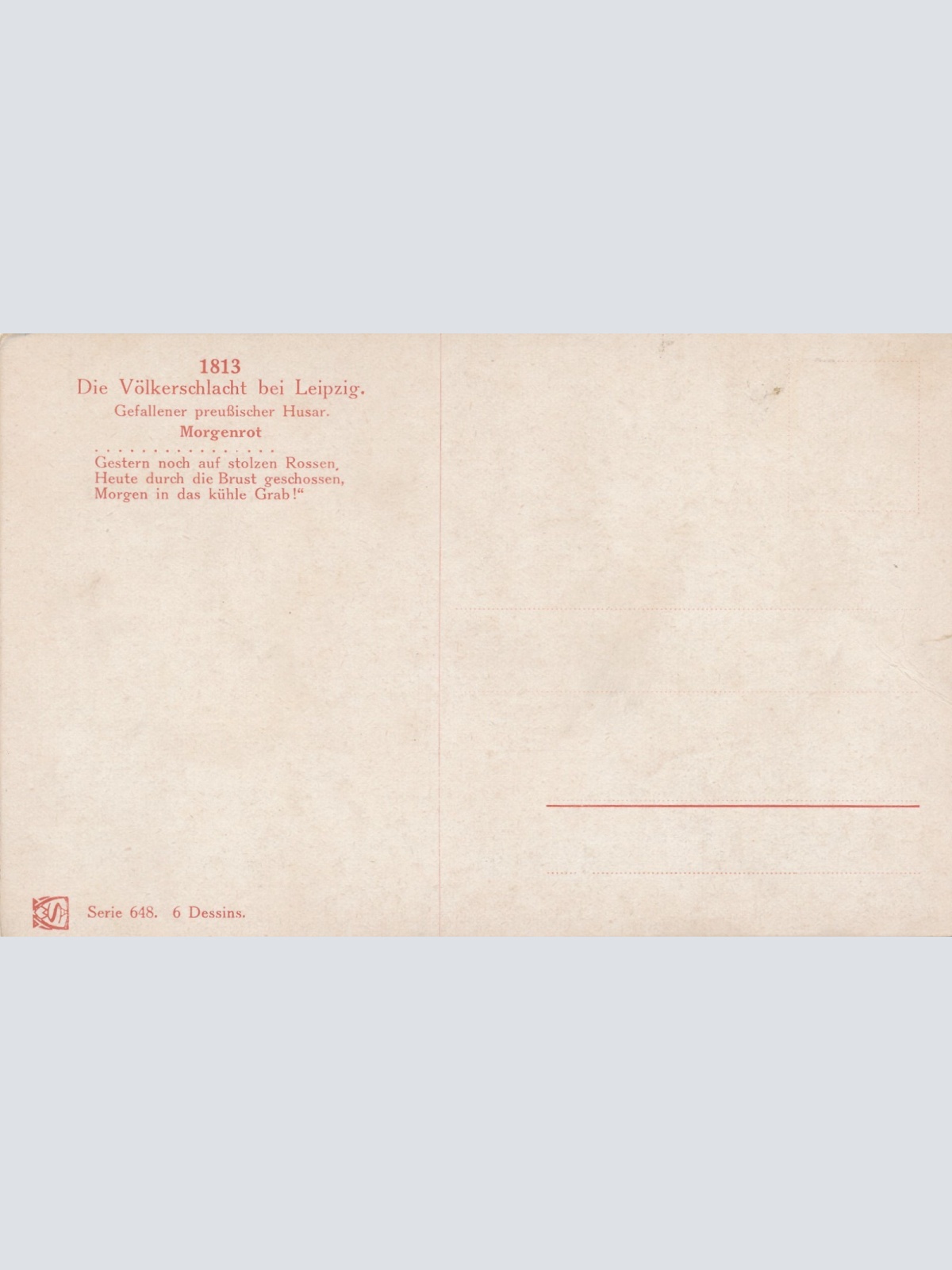 AK Militaria die Völkerschlacht Leipzig 1813 Gefallener Soldat mit Pferd (16999)