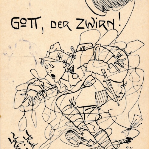 AK Militaria Gott der Zwirn Ansichtskarte (17020)