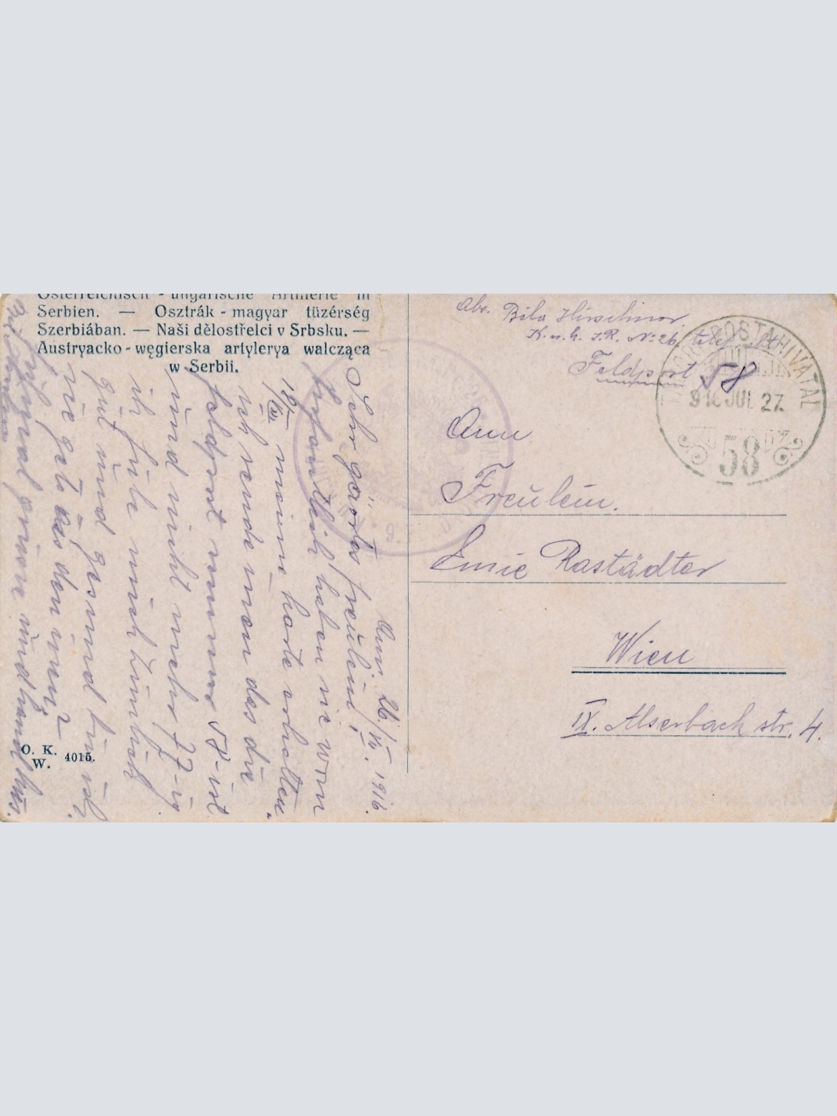 AK Militaria Öst. Ung. Artillerie in Serbien Soldaten mit Artillerie (17000)