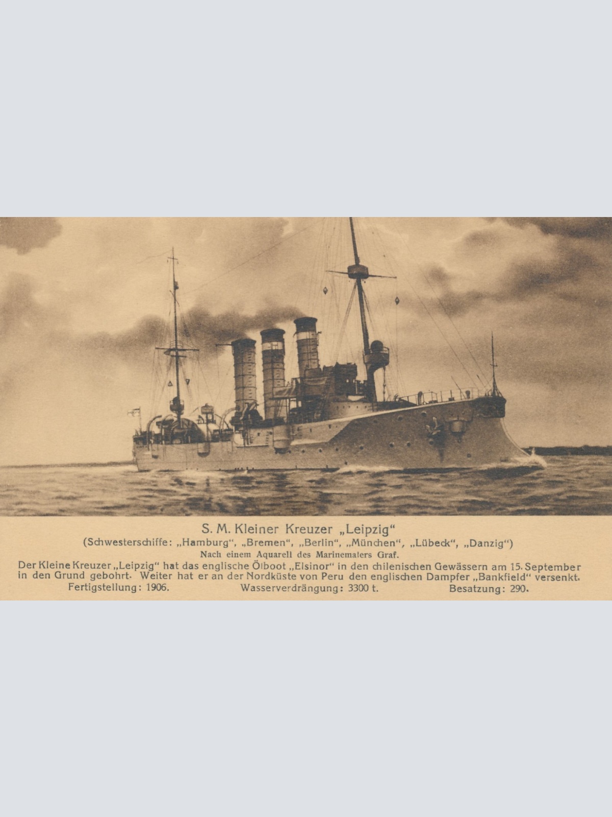 AK S.M. kleiner Kreuzer Leipzig ,Schiffe Boote, Ansichtskarte (17047)