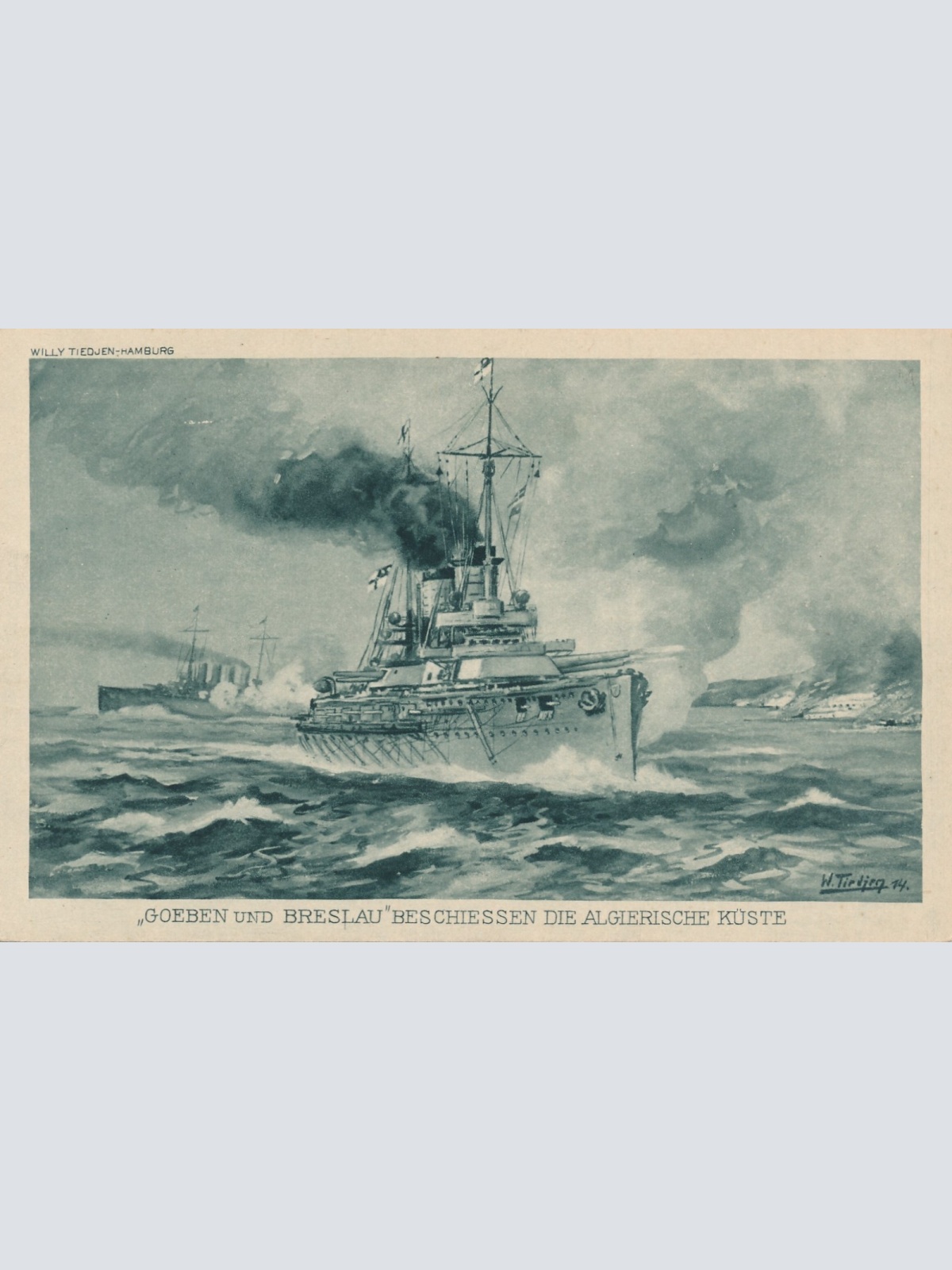 AK Goeben und Breslau beschiessen Algerische Küste ,Schiffe Boote, (17055)