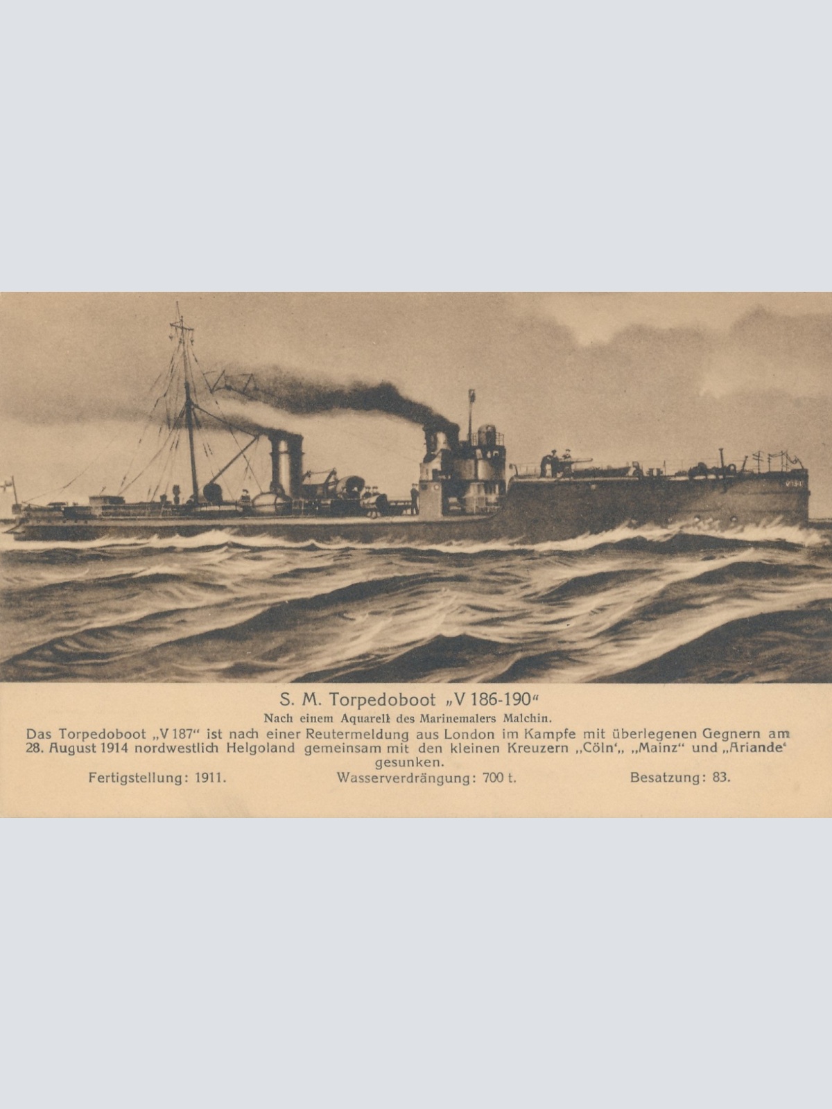 AK S.M. Torpedoboot V 186-190 Boote Ansichtskarte (17046)