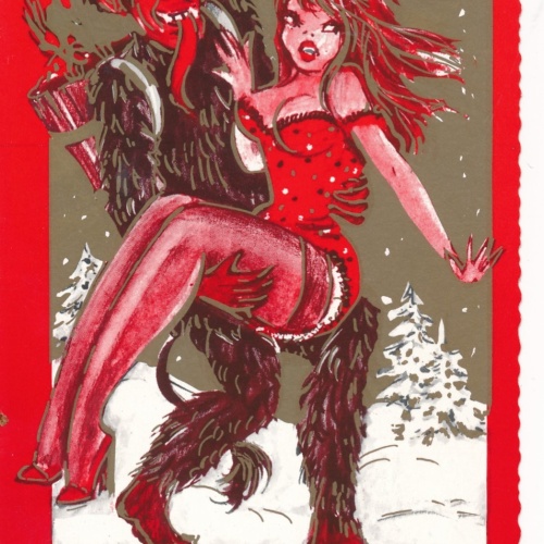 AK Gruss vom Krampus mit Krampusine Ansichtskarte (17142)