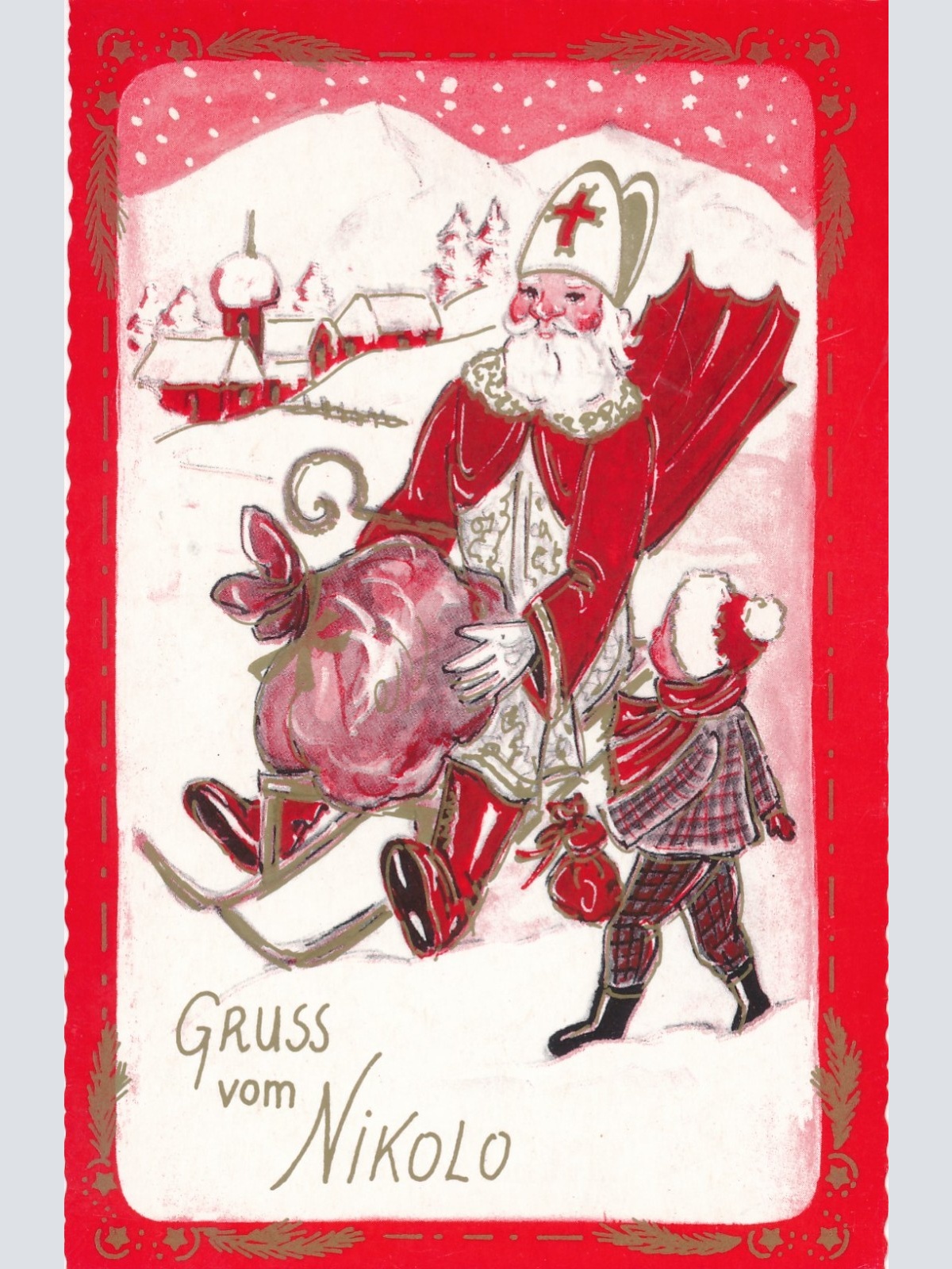 AK Gruß vom Nikolo - Nikolaus Ansichtskarte (17176)