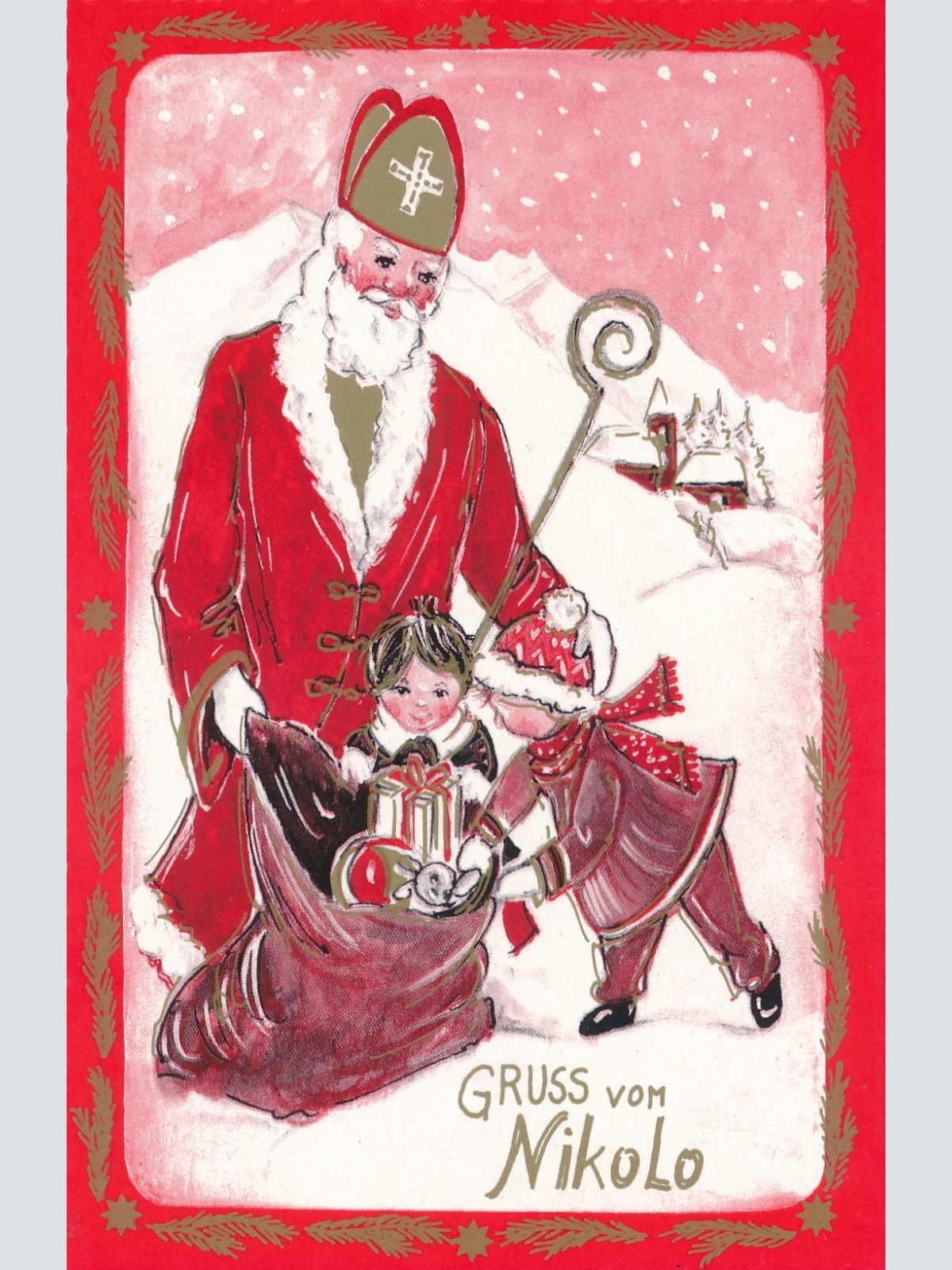 AK Gruß vom Nikolo - Nikolaus Ansichtskarte (17179)