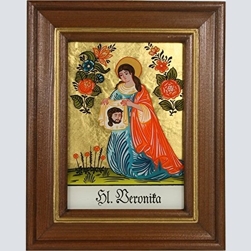 Hinterglaswerkstätten - Hinterglasbild/Patronatsbild Hl. Veronika mit braun