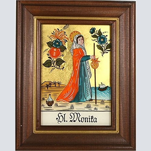 Hinterglaswerkstätten - Hinterglasbild/Patronatsbild Hl. Monika mit braun