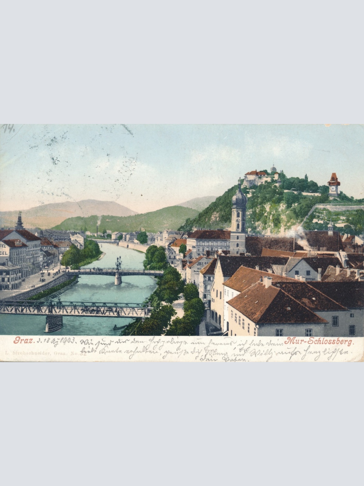 AK aus Graz Mur Schlossberg Steiermark Ansichtskarte (17291)