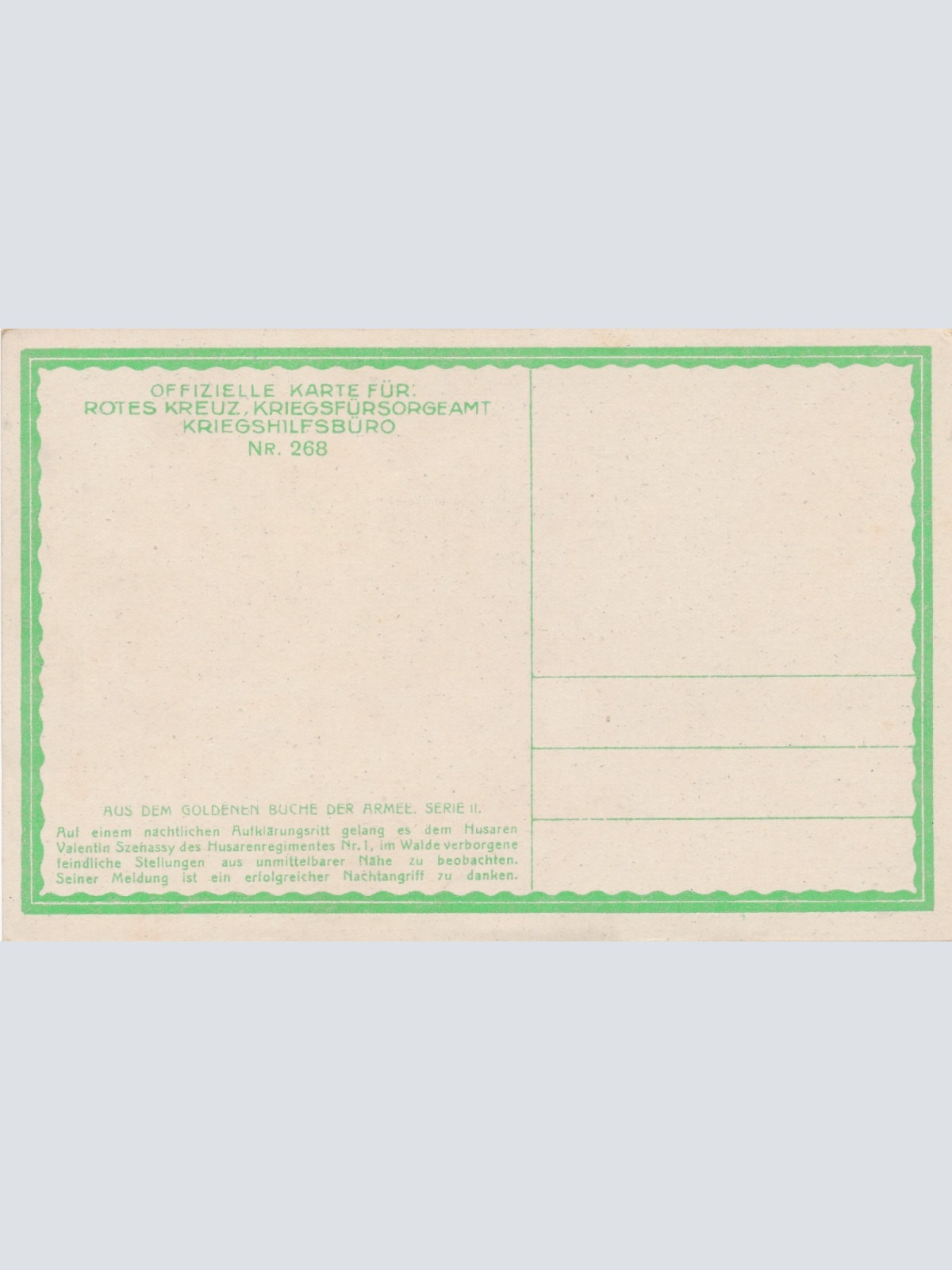 Rot Kreuzr Karte Nr. 268 Soldat mit Pferd Ansichtskarte (17246)