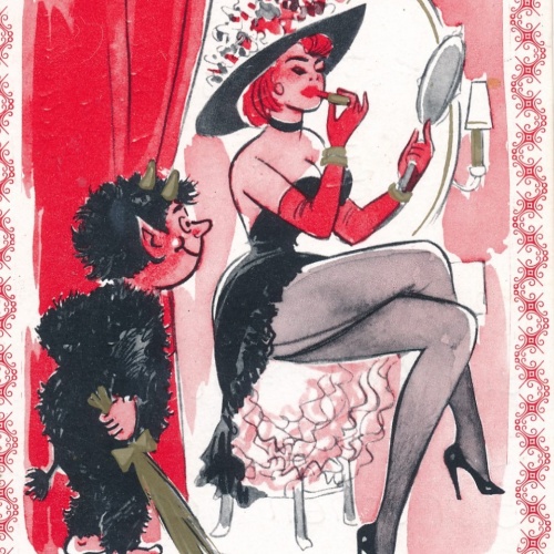 AK Gruss vom Krampus mit Krampusine Ansichtskarte (17992)