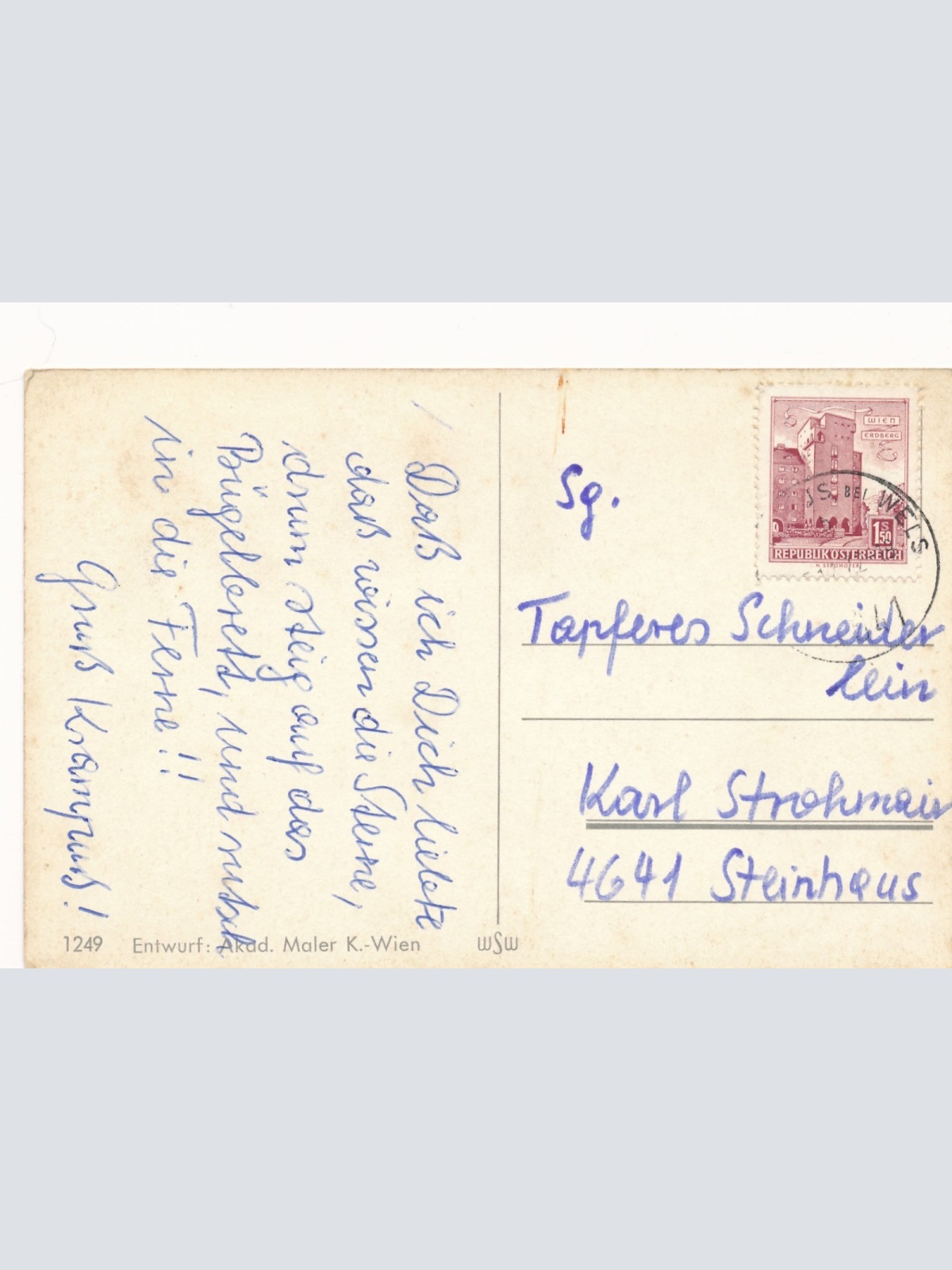 AK Gruss vom Krampus wer stürtzt der steht auch wieder auf Ansichtskarte (17993)