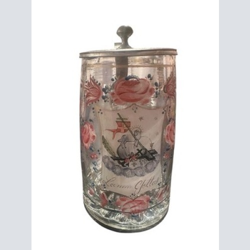 Antiker Bierkrug Lamm Gottes Oberschwarzenberg um 1880