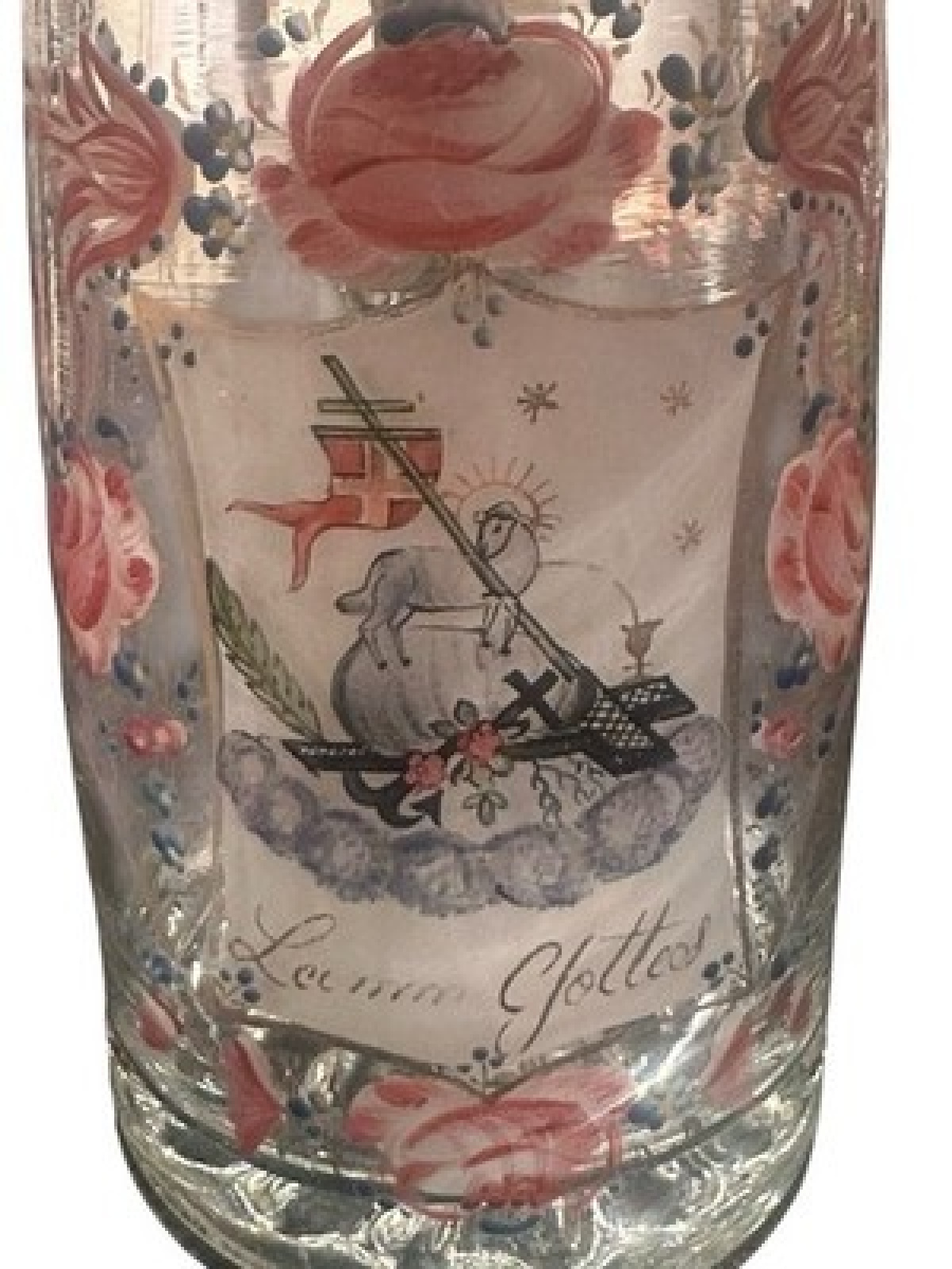 Antiker Bierkrug Lamm Gottes Oberschwarzenberg um 1880