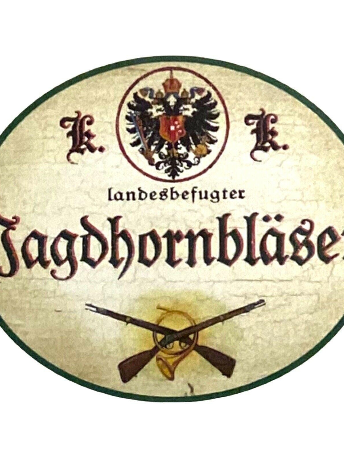 Kuk nostalgie holz schild landesbefugter jagdhornbläser  jagdhorn
