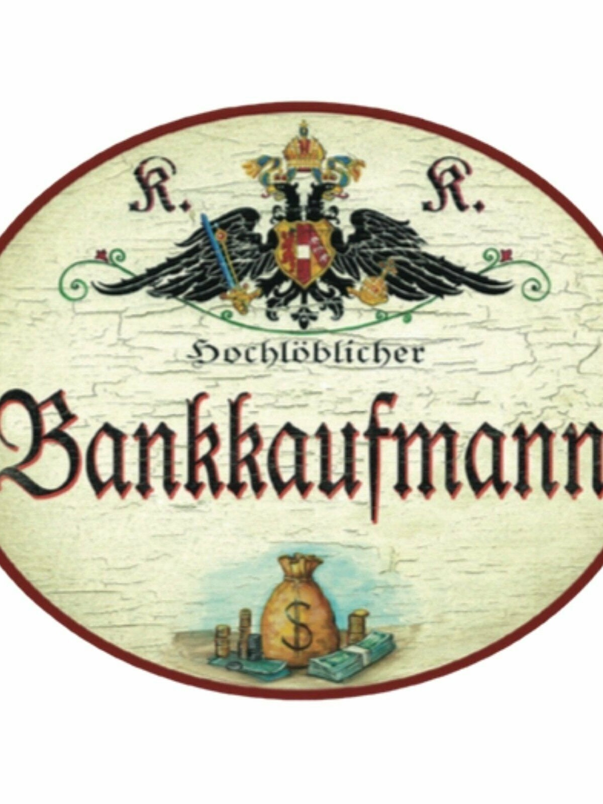Kuk nostalgie holzschild  div. bankberufe banker
