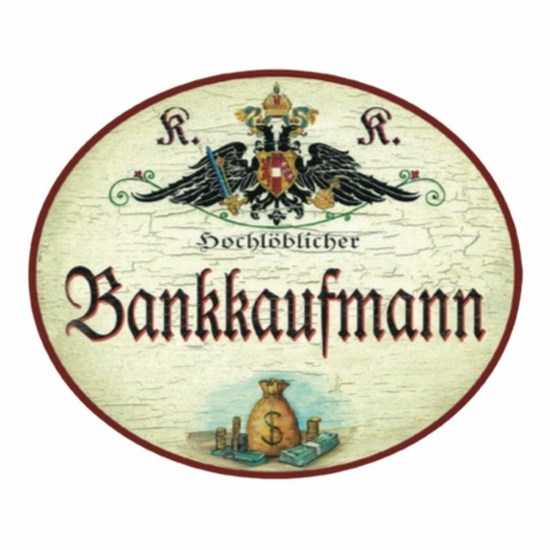 Kuk nostalgie holzschild  div. bankberufe banker