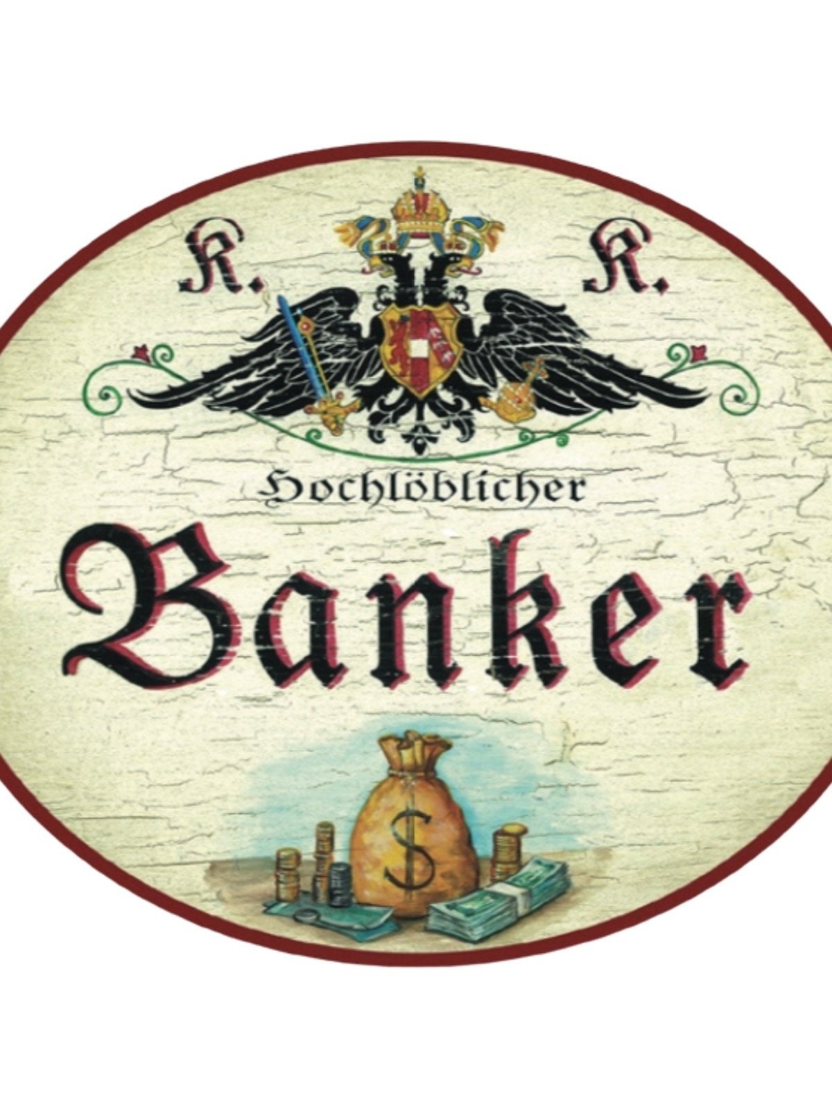 Kuk nostalgie holzschild  div. bankberufe banker