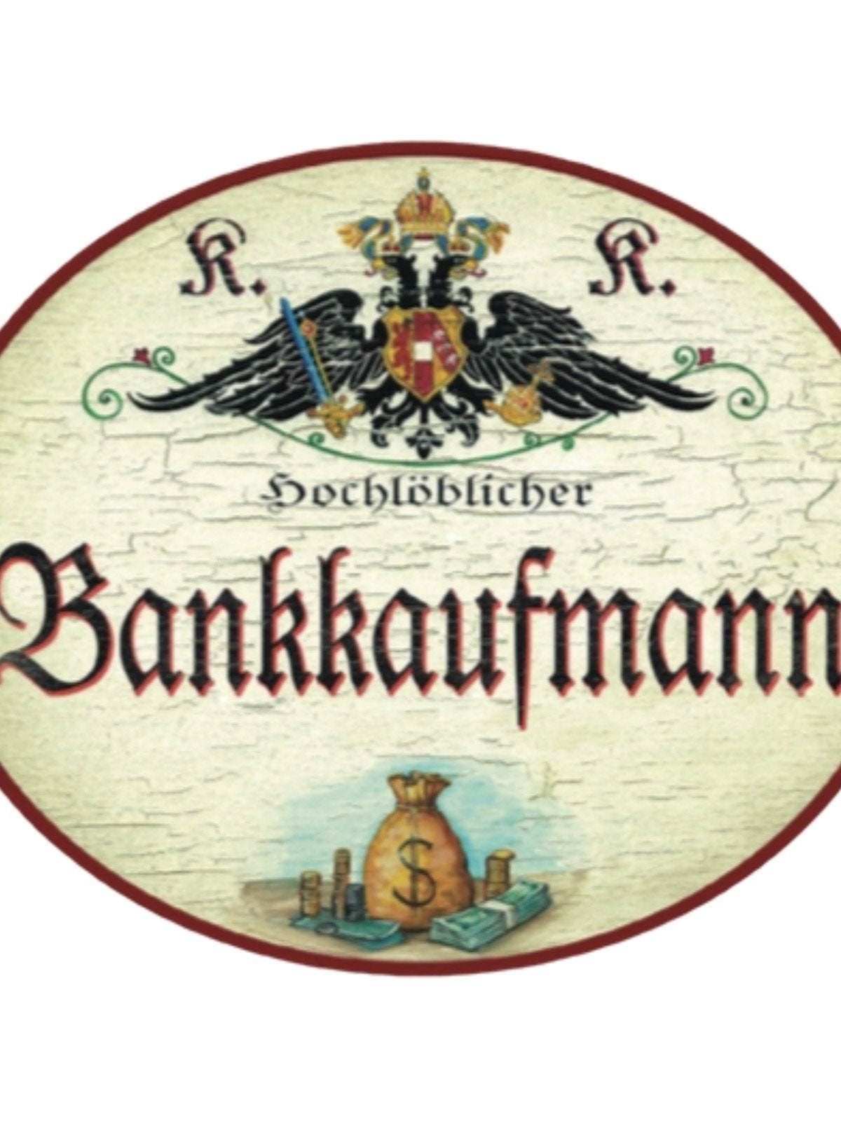 Kuk nostalgie holzschild  div. bankberufe banker