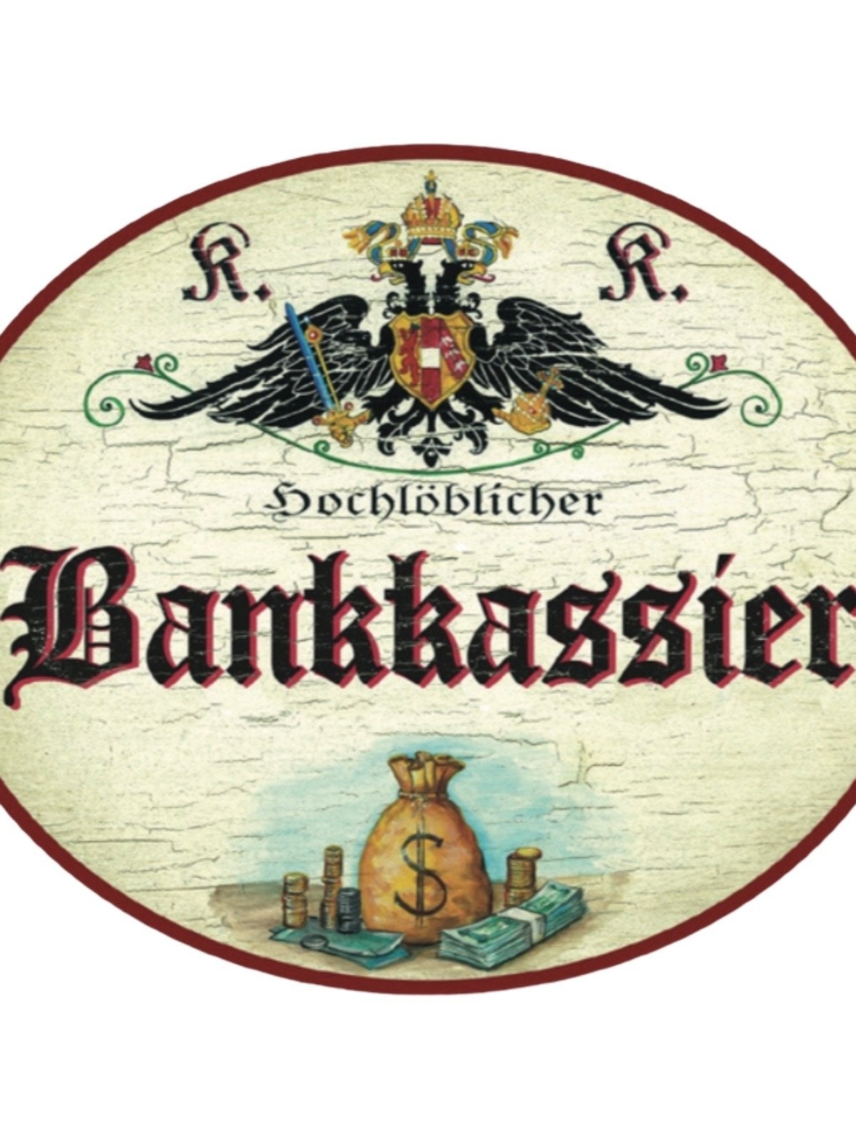 Kuk nostalgie holzschild  div. bankberufe banker
