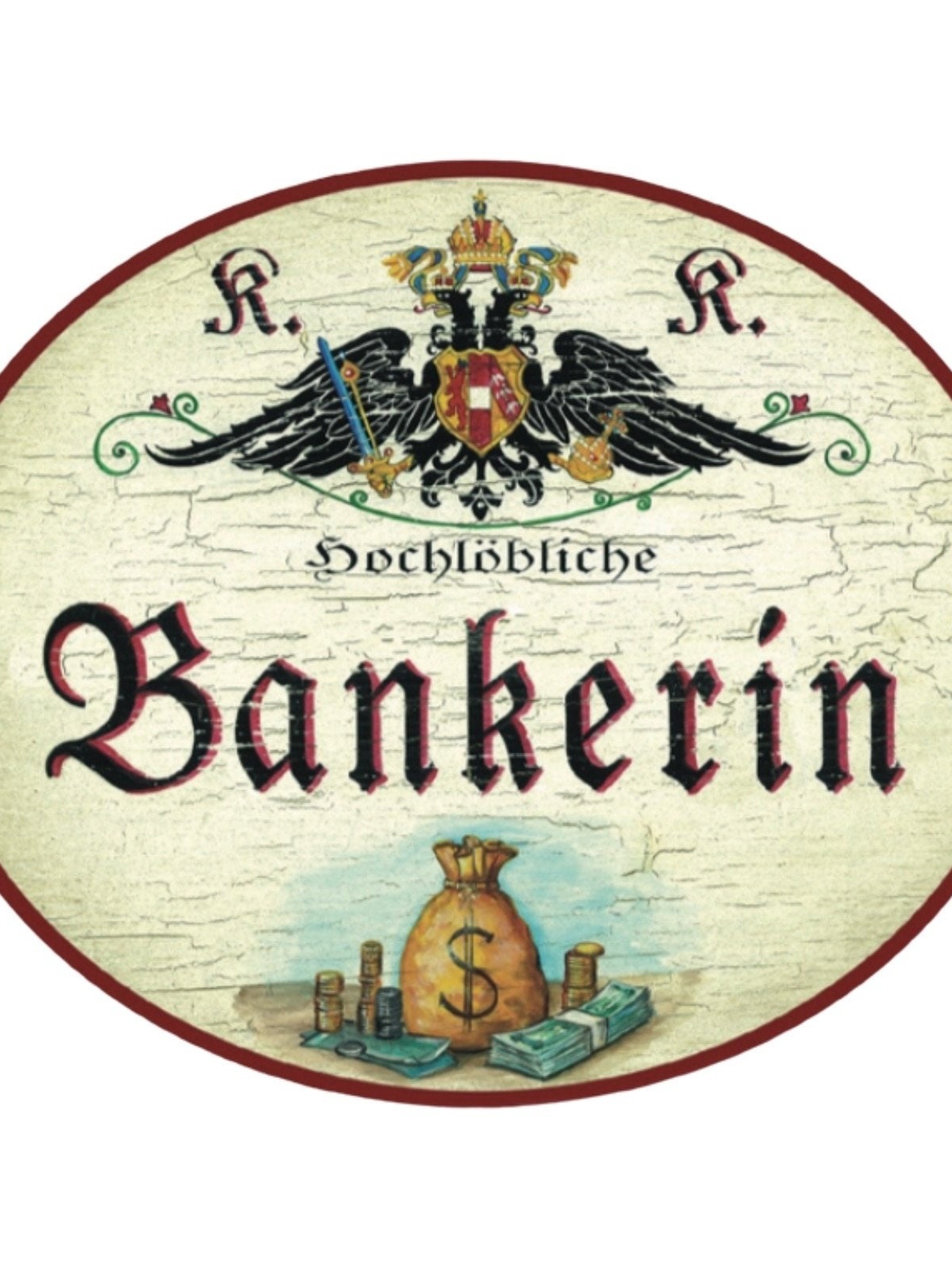Kuk nostalgie holzschild  div. bankberufe banker