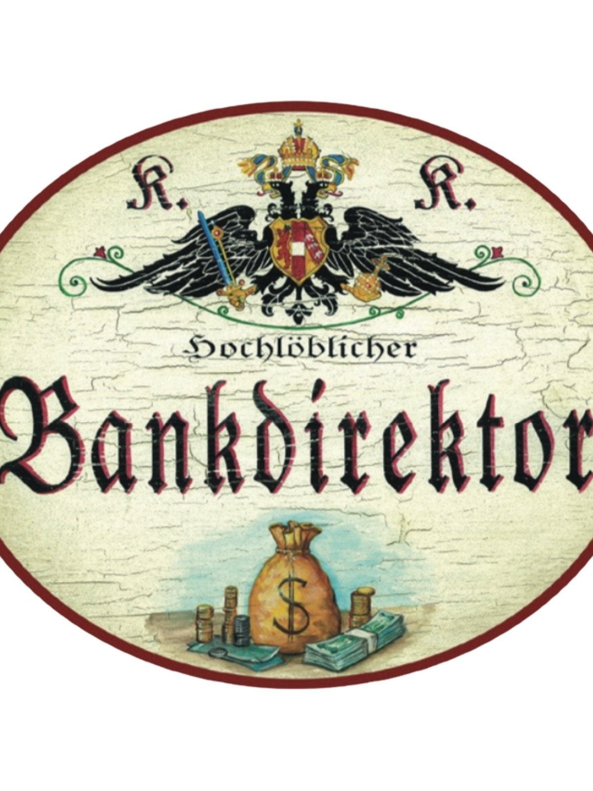 Kuk nostalgie holzschild  div. bankberufe banker