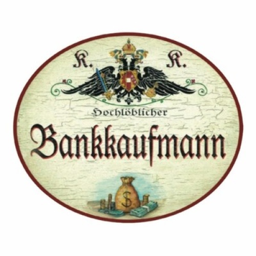 Kuk nostalgie holzschild  div. bankberufe banker