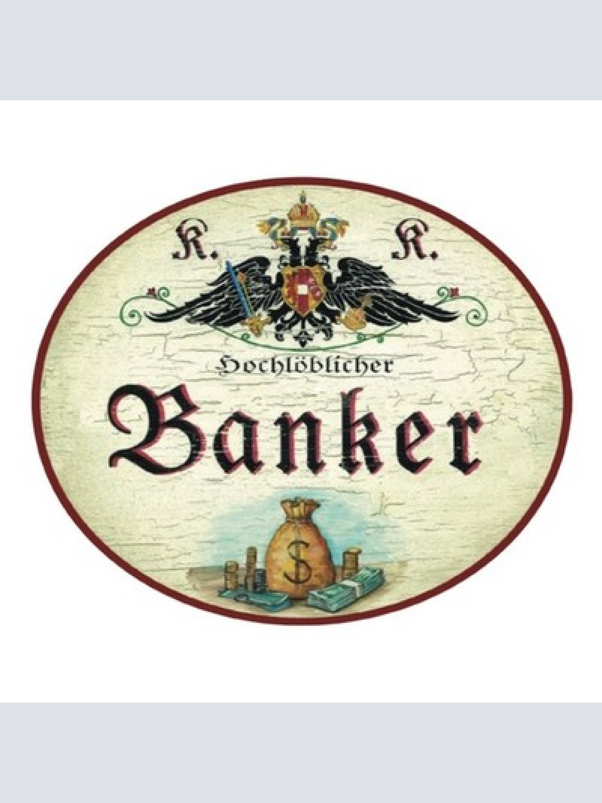 Kuk nostalgie holzschild  div. bankberufe banker