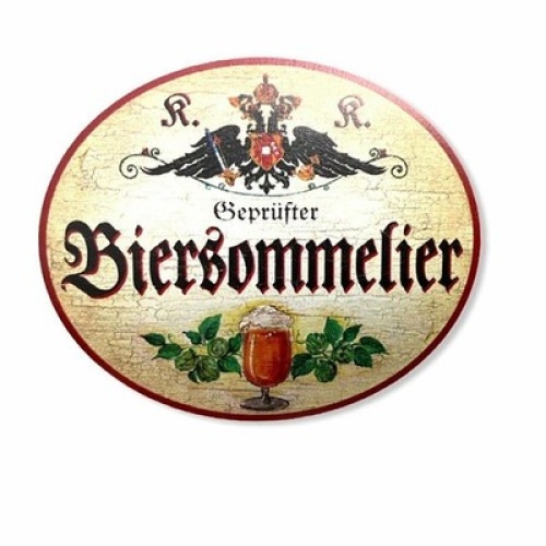 Kuk nostalgie holzschild geprüfter biersommelier bier schild