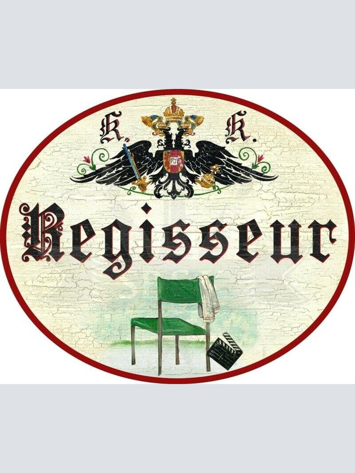 KuK Nostalgie Holzschild - Regisseur - Regiestuhl Filmklappe TH (Größe: 14x17)