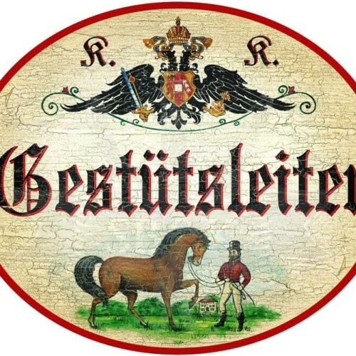 KuK Nostalgie Holzschild - Gestütsleiter - Pferd Reiter TH (Größe: 14x17)