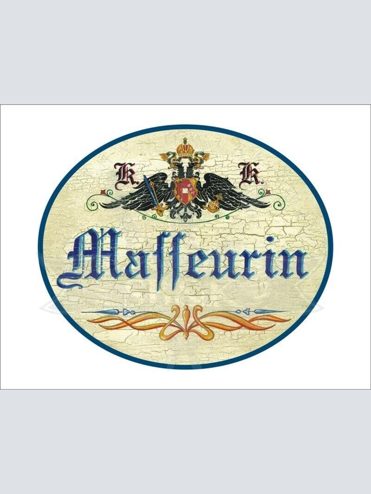 KuK Nostalgie Holzschild - Masseurin - Ornament TH (Größe: 28x34)