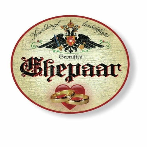 KuK Nostalgie Holzschild geprüftes Ehepaar (Größe: 14x17)