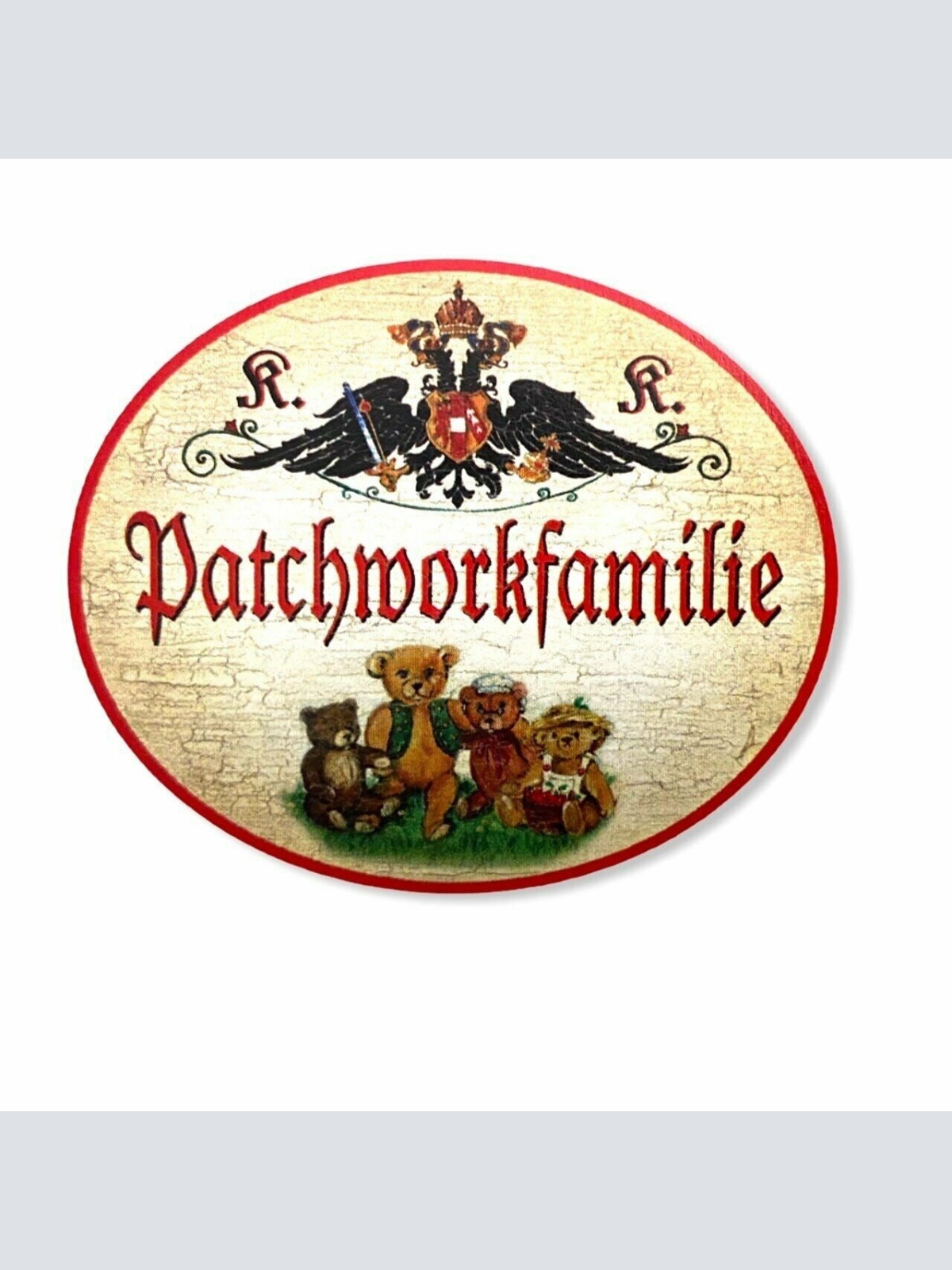 Kuk nostalgie holzschild patchworkfamilie familien schild
