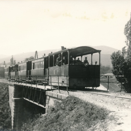 AK von der Wiesinger Brücke Eisenbahn auf Brücke  Ansichtskarte (18145)