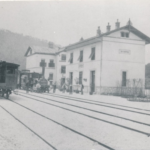 Foto - Karte vom Bahnhof Gutenstein mit Eisenbahn (18157)