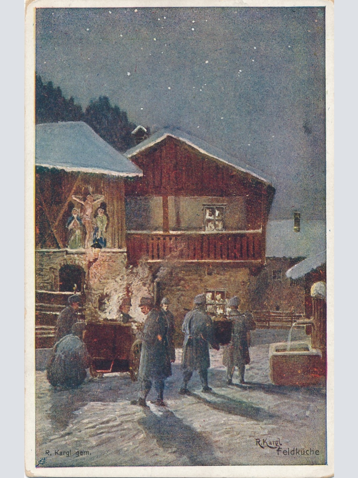 AK Militaria Feldküche Soldaten beim Essen Ansichtskarte (18069)